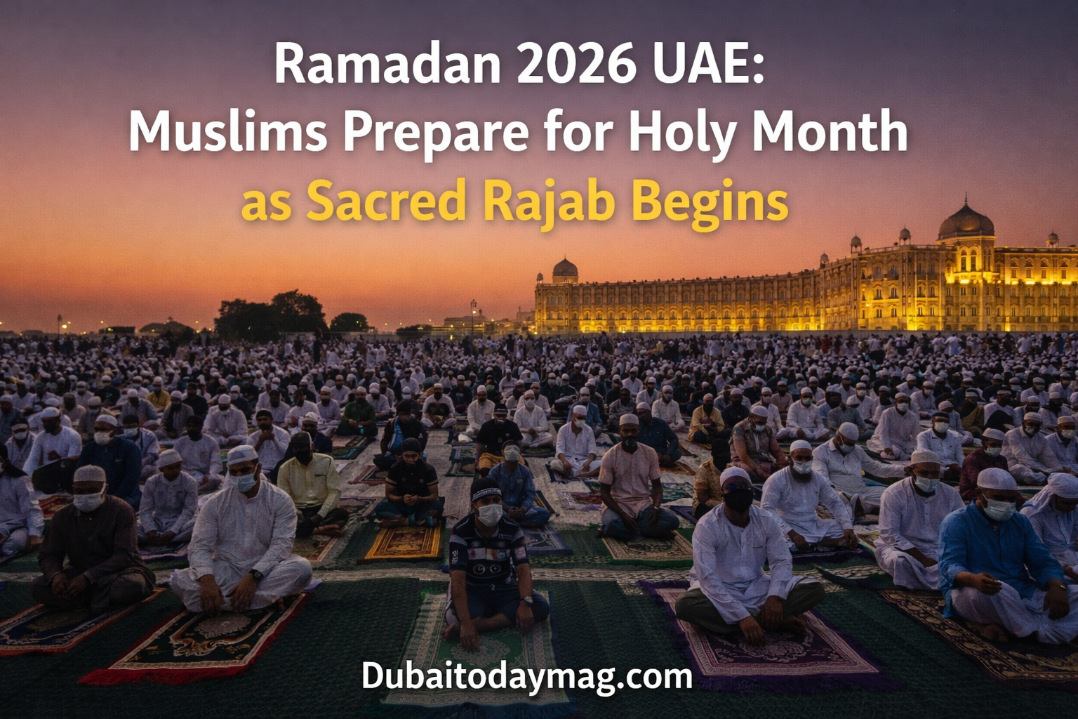 Muslims in UAE mosque preparing for Ramadan 2026 during Rajab month