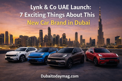 Lynk & Co UAE launch event at Dubai Autodrome with racing cars and guests